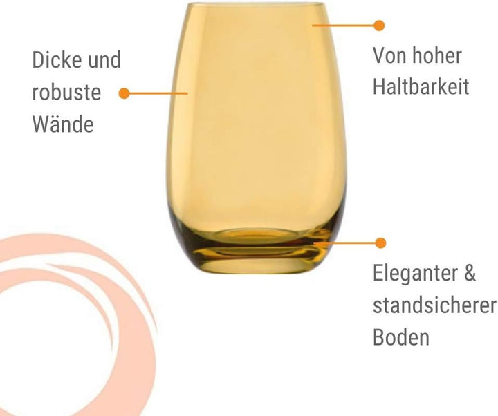 Stölzle Lausitz Wassergläser Set Elements Kids Mediterraner Mix 335 ml randvoll / 6er Set Wassergläs