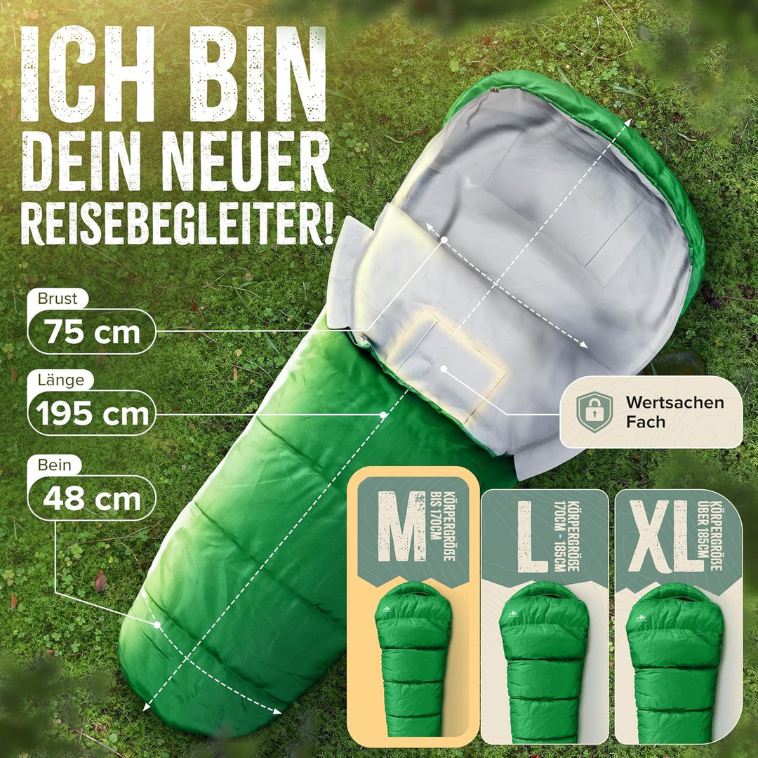Schlafsack Outdoor I [300GSM] Warmer &amp; 1700g Leichter Schlafsack für Frühling, Herbst und Winter [-5