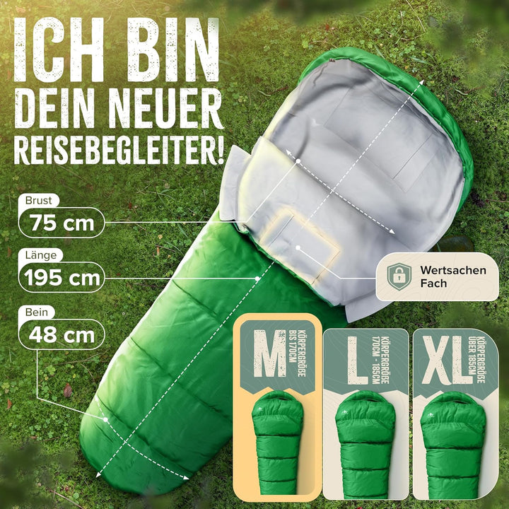 Schlafsack Outdoor I [300GSM] Warmer &amp; 1700g Leichter Schlafsack für Frühling, Herbst und Winter [-5