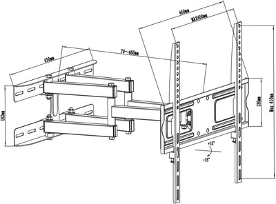 Maclean MC-760 LCD LED Plasma TV Halterung Doppelarm Wandhalterung 26-55" Max. VESA 400x400 30kg 180