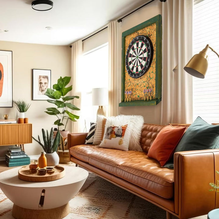 Der Premium Dart Wandschutz Surround aus Holz und Kork (Grün), Grün