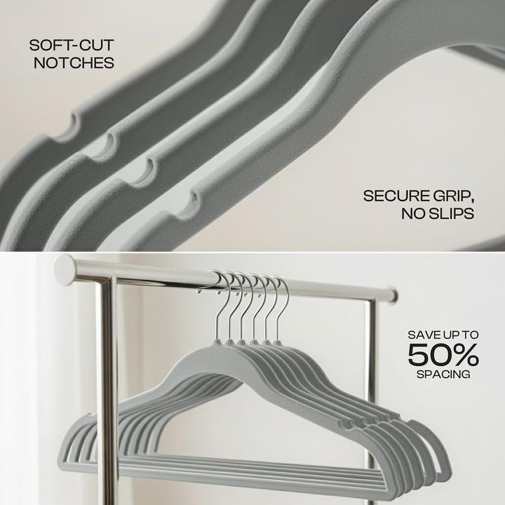 Utopia Home Premium Samt Kleiderbügel 50er Pack - rutschfeste & langlebige Kleiderbügel - Grau Kleid