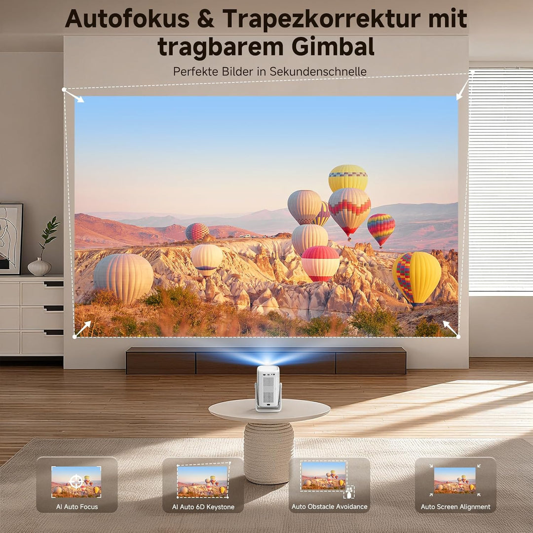 Beamer 4K mit Netflix, iSinbox 1200ANSI 4K Heimkino & Outdoor kurzdistanz Beamer, Smart projektor mi