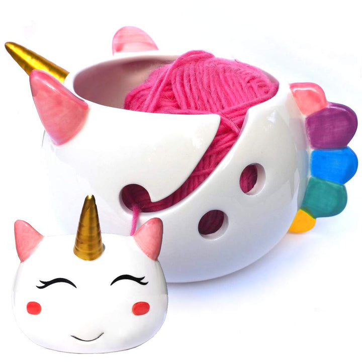 Einhorn-Garnschale zum Stricken – Keramik-Strickschale, extra gross, 21,6 cm, Keramik-Garnschale, Hä