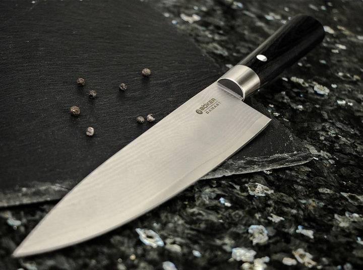 Böker 130421DAM Messer Damast Black Koch Gross, Schwarz, 33,8 cm Damast Black Kochmesser Gross, Dama
