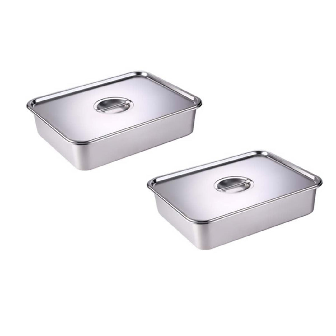 Edelstahlpfannen mit Deckel, Dampftischpfanne, Edelstahl-Behälter-Set, stapelbare Metalldampfgarpfan