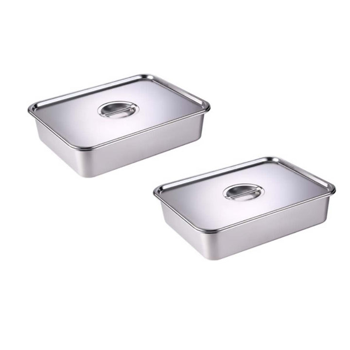 Edelstahlpfannen mit Deckel, Dampftischpfanne, Edelstahl-Behälter-Set, stapelbare Metalldampfgarpfan