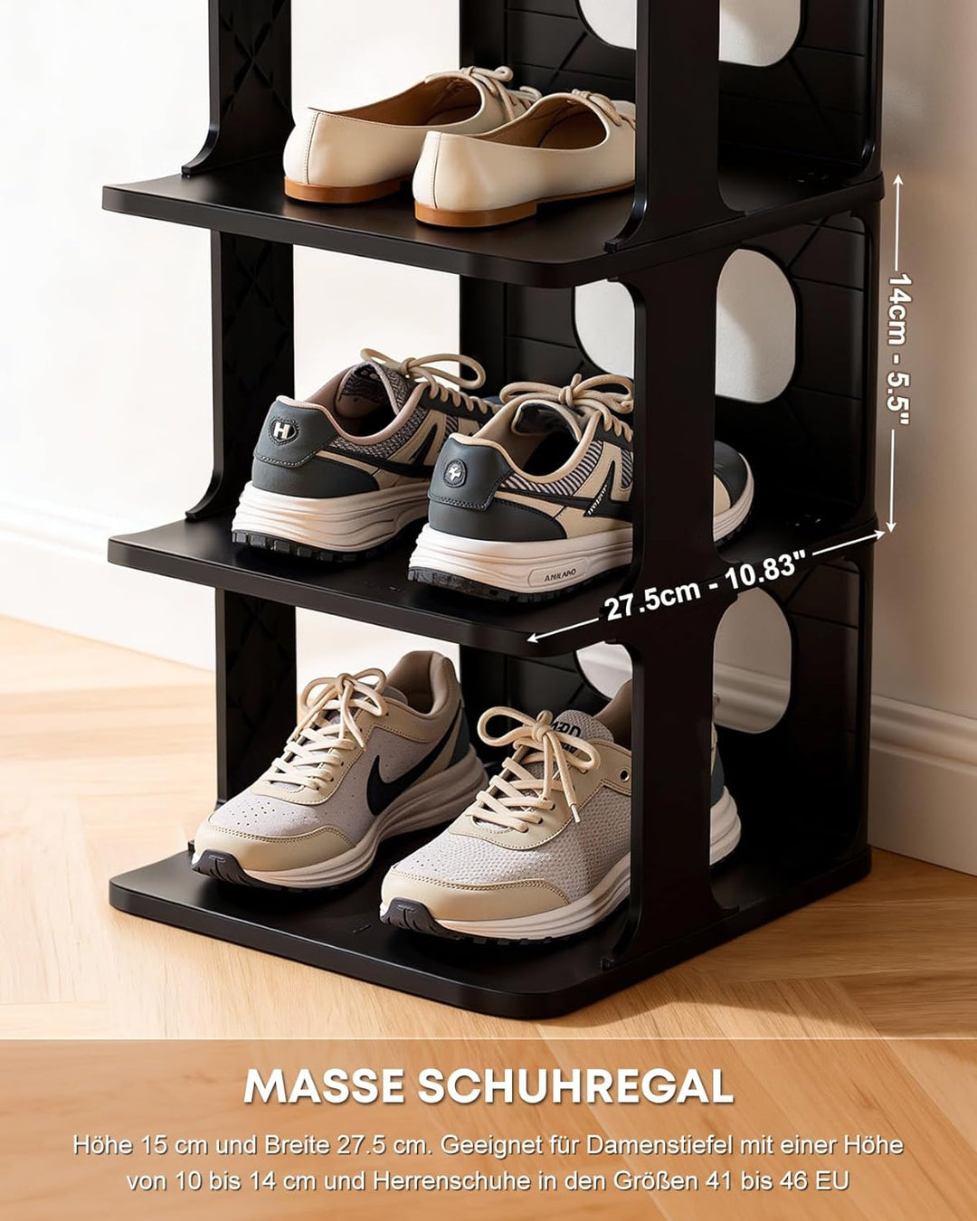 Ribelli Schuhregal 6 Ebenen, Schuhschrank Schmal, Stapelbar Klein Regal Hoch, Kunststoff Schuhablage