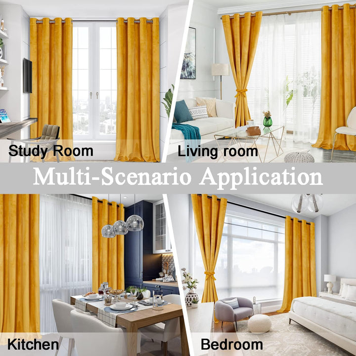 JIUZHEN Verdunklungsvorhang aus Samt,2er Set weiche blickdichte Gardinen mit Ösen für Schlafzimmer,1