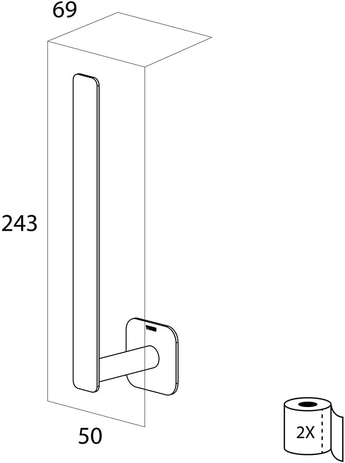 Tiger Colar Reserverollenhalter zum Kleben, Edelstahl gebürstet, mit integrierter Klebefolie zur Mon