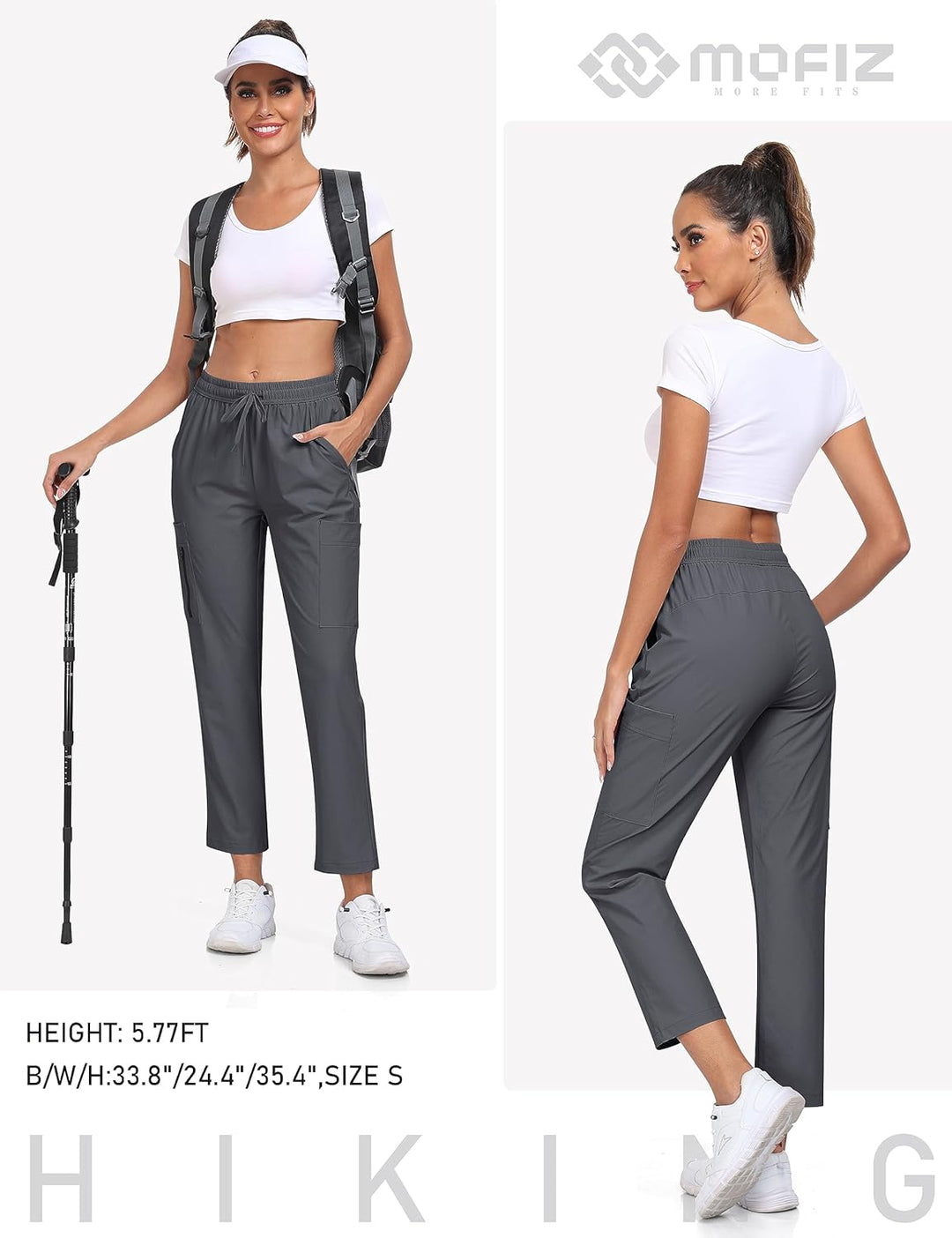 MoFiz Damen Cargohose Leichte Wanderhose Atmungsaktiv Trekkinghose Workout Casual Outdoorhose L Dunk