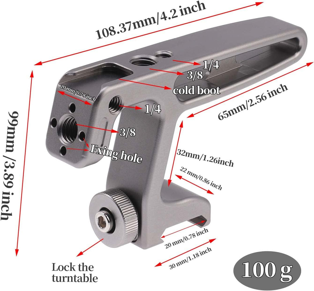 FOTGA NATO Griff, Mini Top Handle Grip Handgriff mit Cold Shoe Halterung und 1/4"-20 3/8"-16 Schraub