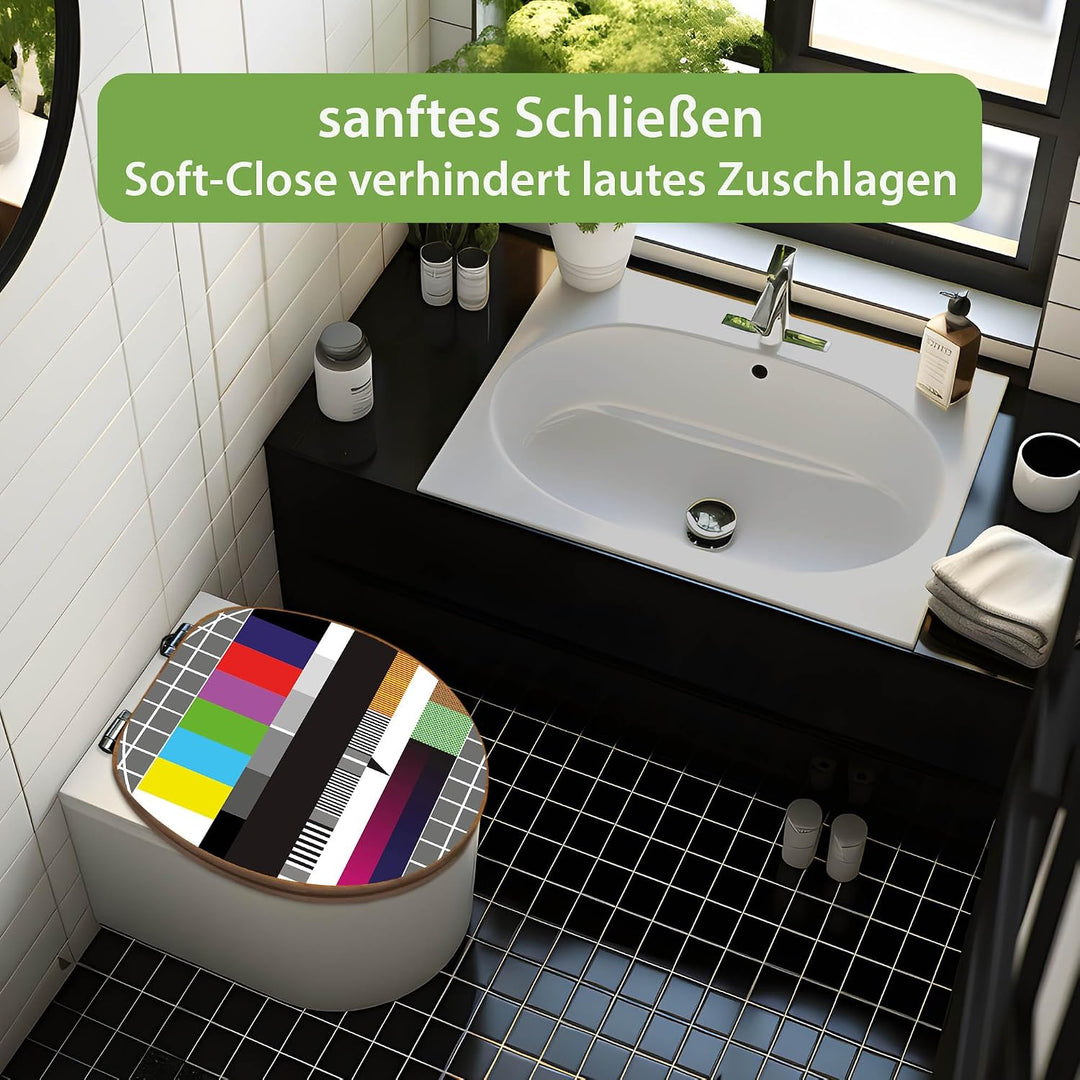 banjado Design WC Sitz Bambus Absenkautomatik 45,8x37,5cm - Toilettendeckel mit Absenkautomatik Holz