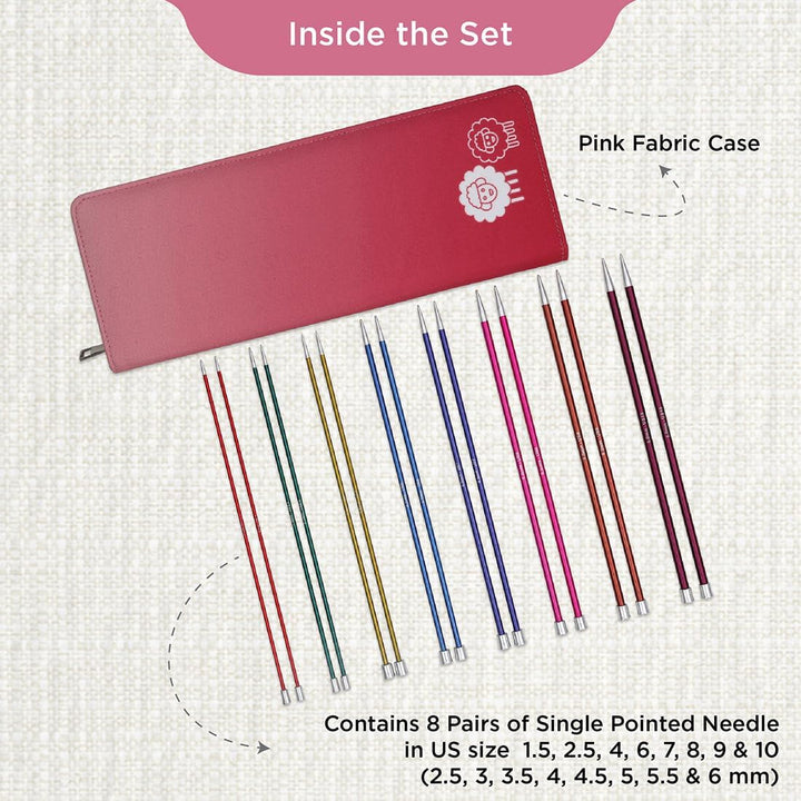 KnitPro Einspitz-Stricknadel-Set – Zing (35 cm) – 2,50–6,00 mm 35cm Zing, 35cm Zing