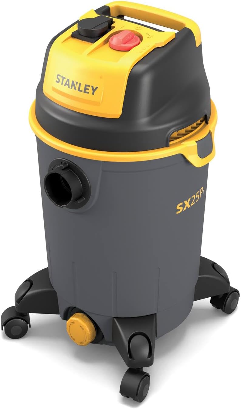 Stanley SXVC25PTDE Nass- und Trockensauger (1.200 W, 25 l),Gelb/Schwarz mit Steckdose für Elektrower