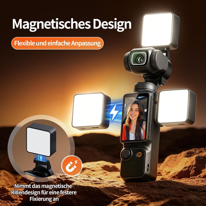 yAyusi 3er-Set Magnetisches LED Video Licht für DJI OSMO Pocket 4/3, 500mAh Mini Fülllicht, Pocket 4