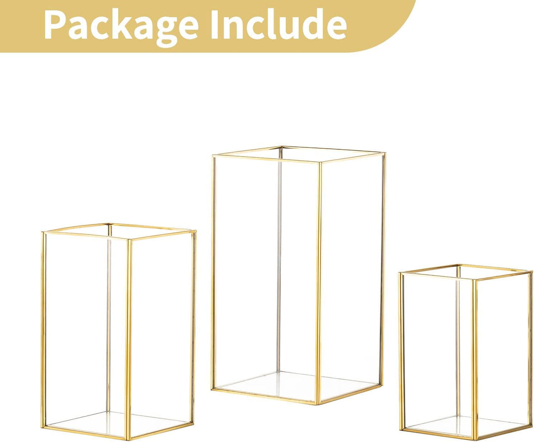 Nuptio Kerzenständer Glas Windlicht: Set von 3 Gross Kerzenhalter Stumpenkerzen, Dekorative Laternen