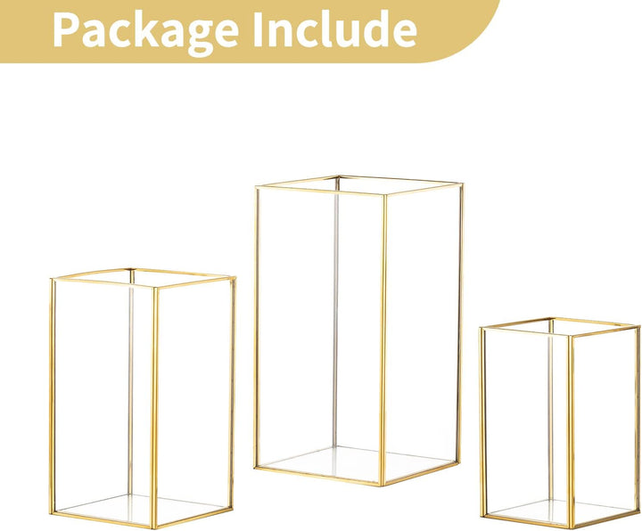 Nuptio Kerzenständer Glas Windlicht: Set von 3 Gross Kerzenhalter Stumpenkerzen, Dekorative Laternen