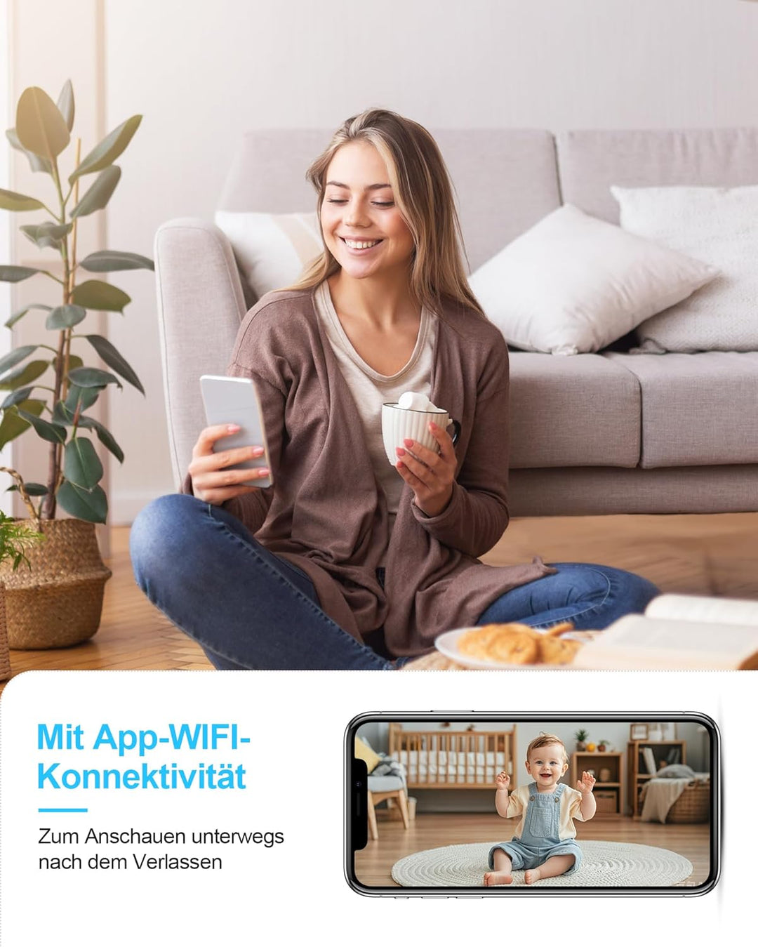 AOBOCAM Mini Kamera, 4K HD WLAN Überwachungskamera Innen Live Übertragung Handy APP Für WiFi Camera