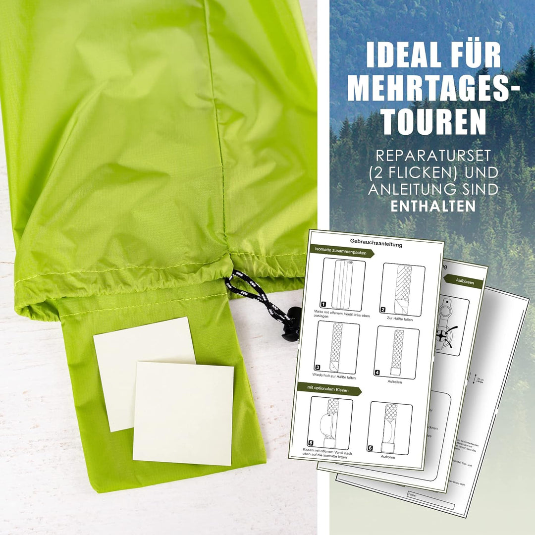ONLYHIKE® Isomatte Ultraleicht [gratis Camping Kissen] I Outdoor Camping Matratze I rutschfeste Matt
