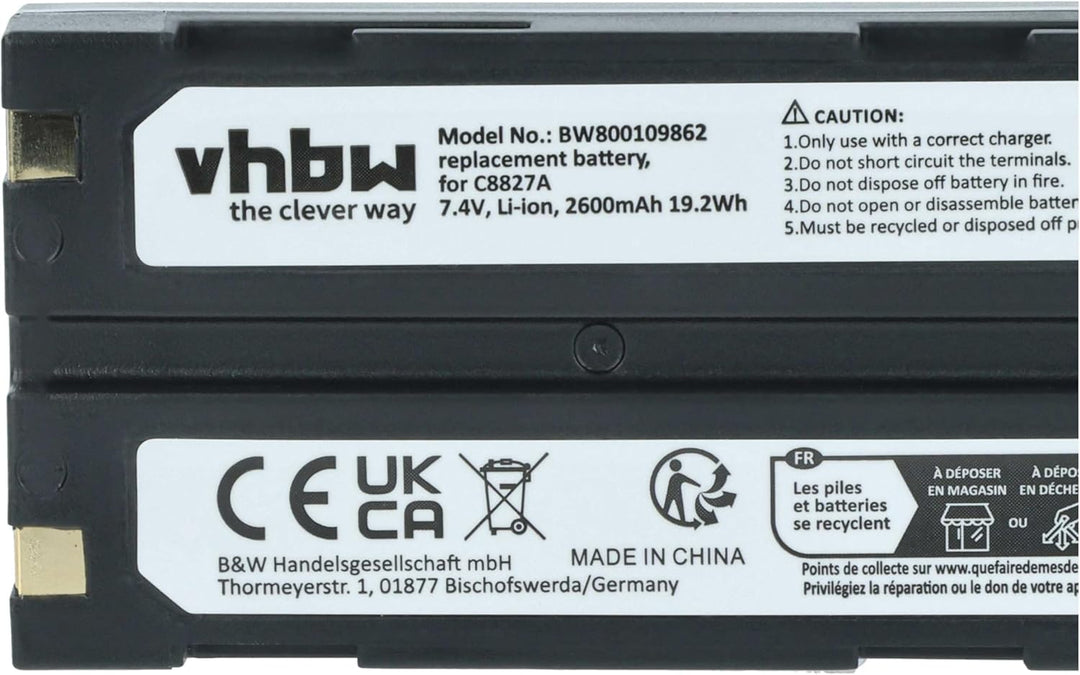 vhbw Akku kompatibel mit Survey Equipment Kamera (2600 mAh, 7,4 V, Li-Ion)
