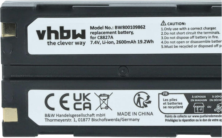 vhbw Akku kompatibel mit Survey Equipment Kamera (2600 mAh, 7,4 V, Li-Ion)