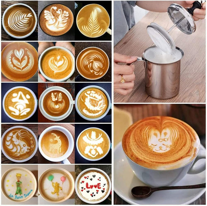 Milchaufschäumer aus Edelstahl von Cozyswan, mit doppeltem Gitternetz für cremigen Milchschaum, 400