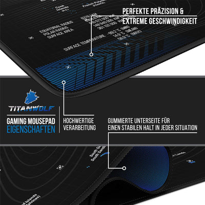 Titanwolf – XXL Gaming Mauspad 900x400 mm - Tischunterlage mousepad gross - Präzision und Geschwindi