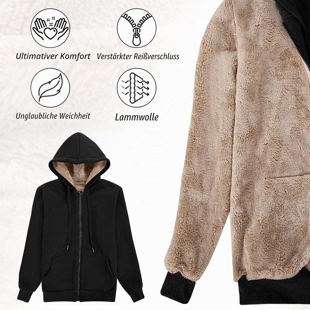 Niwicee Damen Kapuzenpullover mit Reissverschluss Winter Plus Fleecepullover Langarm Kapuzenjacke Sw