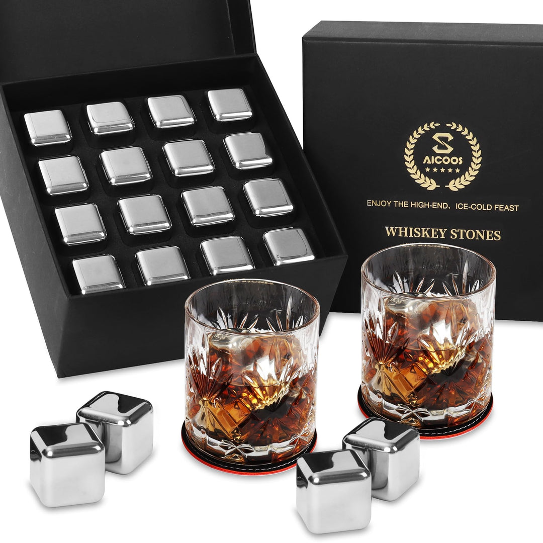 Geschenke für Männer - Eiswürfel Edelstahl Wiederverwendbare Metall Whisky Steine für Jahrestag Und