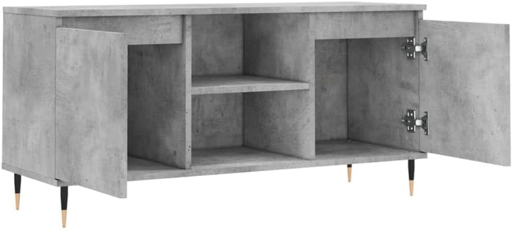 TV-Schrank, Zementgrau, 104 x 35 x 50 cm, mehrschichtiges Holz, Eisen, Fernsehschrank, niedrig, mit