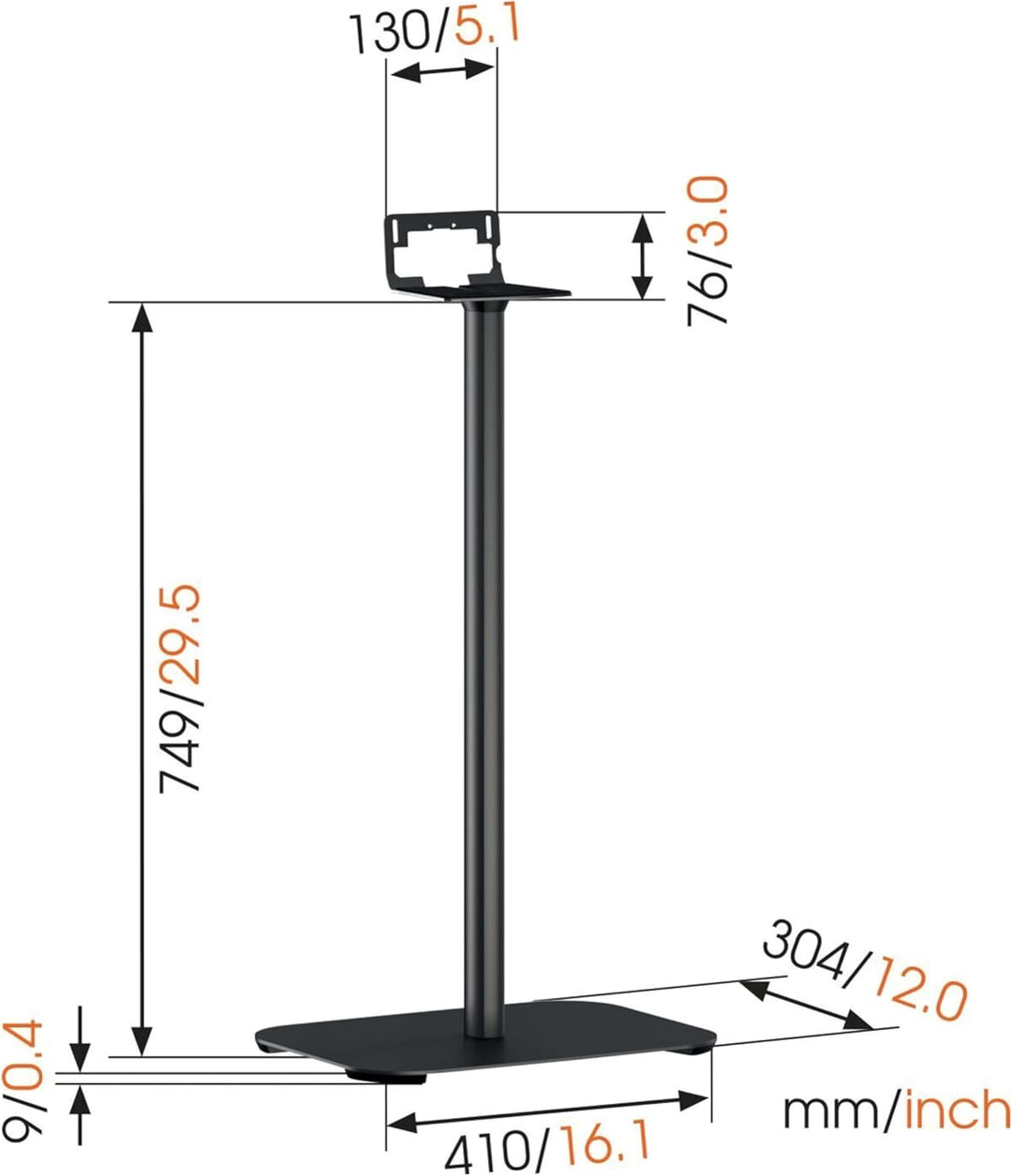 Vogel's SOUND 3305 Lautsprecher Ständer, Max. 6,5kg, Höhe: 75 cm, Auch geeignet für Sonos Five & Pla