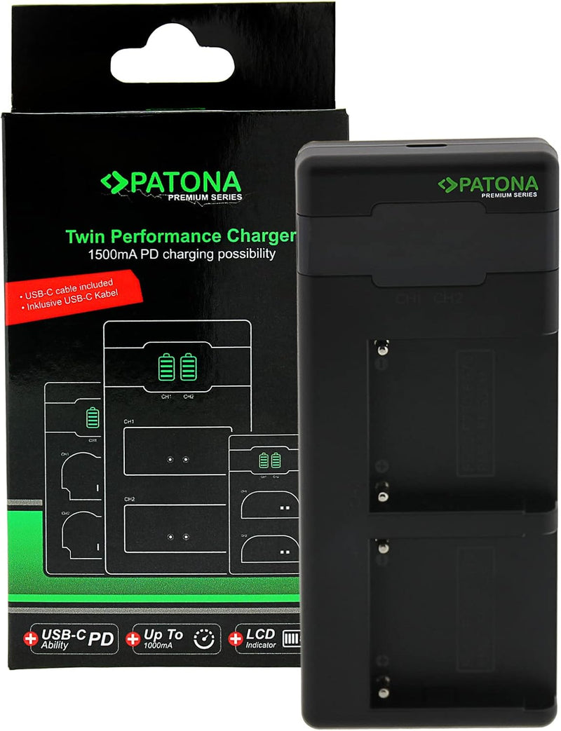 PATONA NP-F550 NP-F570 NP-F750 NP-F970 NP-F990 usw. PD Performance Akku Ladegerät (1500mA), USB-C Mi