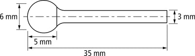 PFERD HM-Frässtift, Kugelform KUD, Zahnung MICRO, Frässtift-ø 6mm, Schaft-ø 3mm, Länge 35mm, 2121307