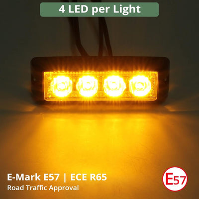 EYPINS 4X 4 LED Frontblitzer, Blinklicht Stroboskop Warnlicht Warnleuchte Notfall Warnung Blitzer Da