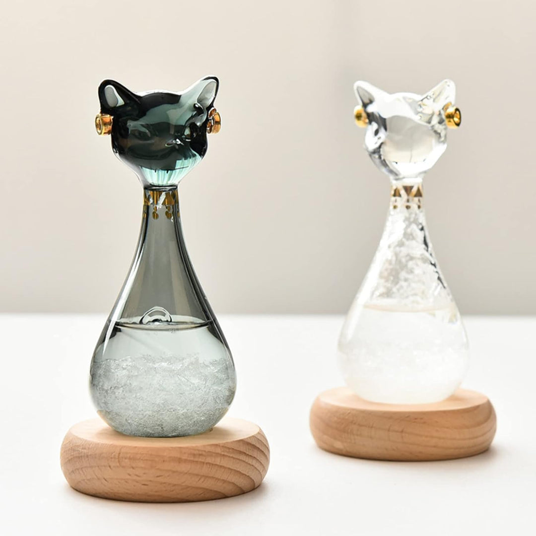 Sturmglas Wetterstation, Wettervorhersage-Flasche in Katzengestalt, Wetter Barometer Glas Tropfen mi