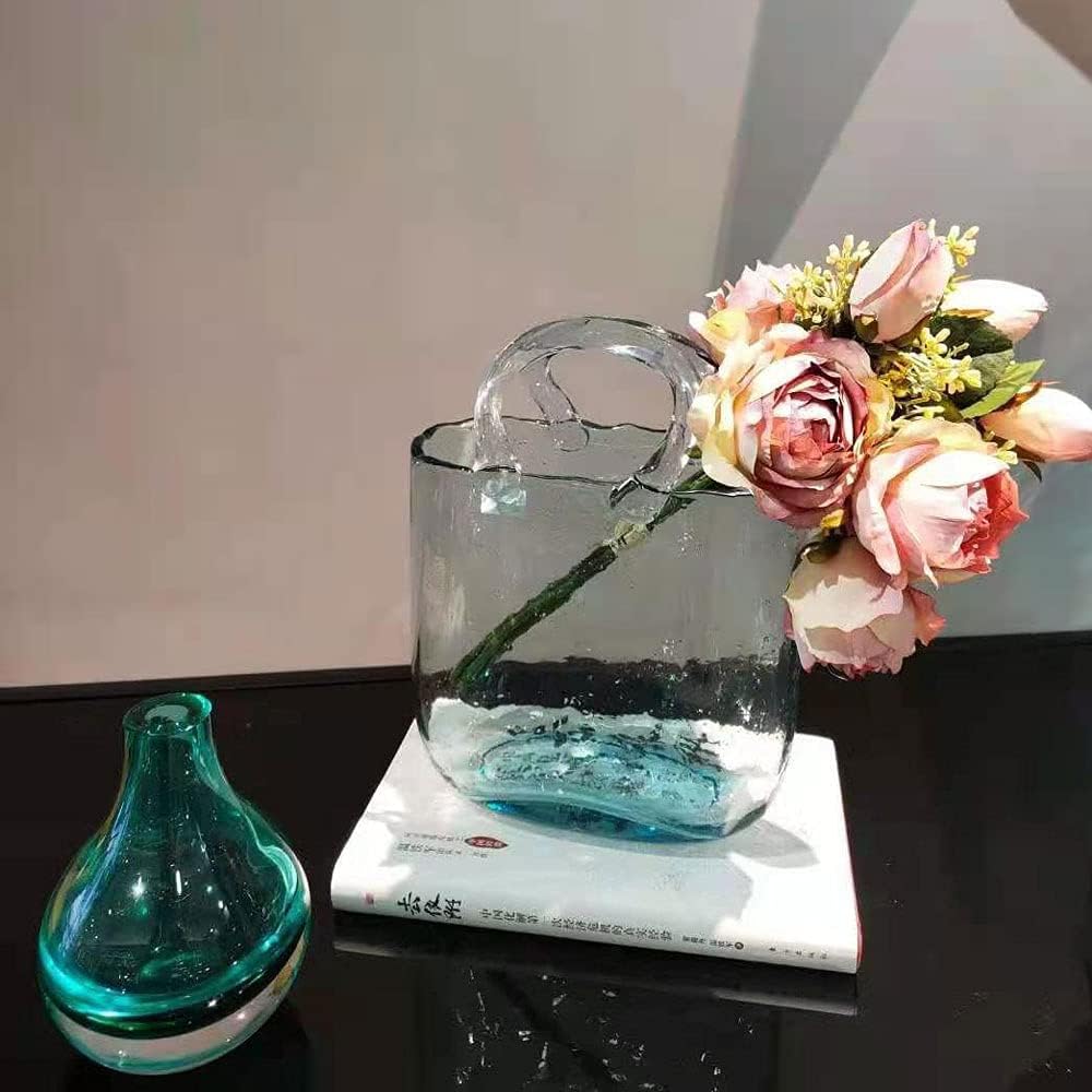 Candora Tasche Glasvasen für Dekoration Kreative Bubble Handtasche Blumenvase Desktop Glaskorb Vase