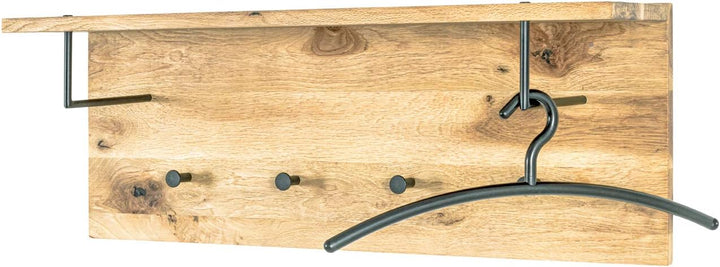 HAKU Möbel Wandgarderobe, Massivholz, eiche geölt-schwarz, B 80 x T 20 x H 30 cm Eiche Geölt-schwarz