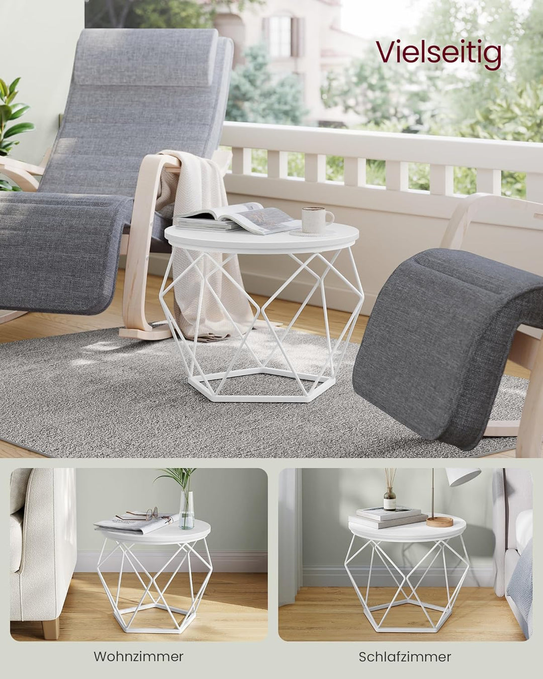 VASAGLE Couchtisch rund, 2er Set, Wohnzimmertisch, Beistelltisch, modern, abnehmbare Tischplatte, fü
