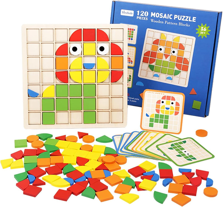 Montessori Spielzeug ab 3 4 5 6 Jahre, Mosaik Puzzle, Kinderspielzeug ab 3 Jahre, Spiele ab 3 Jahren