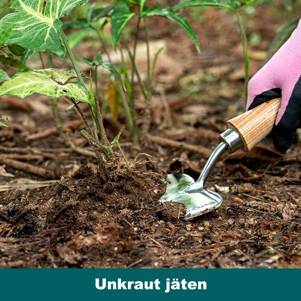 Berry&Bird Staudenkelle, Übergrosse Garten-Blumenkelle mit scharfer Klinge, Holz-Handschaufel, Pflan