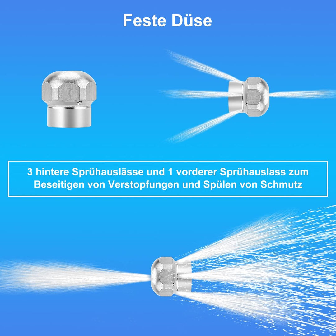 WADEO Hochdruck-Rohrreinigungsschlauch 30m für Kärcher und LAVOR, Premium Rohrreinigungsschlauch Set