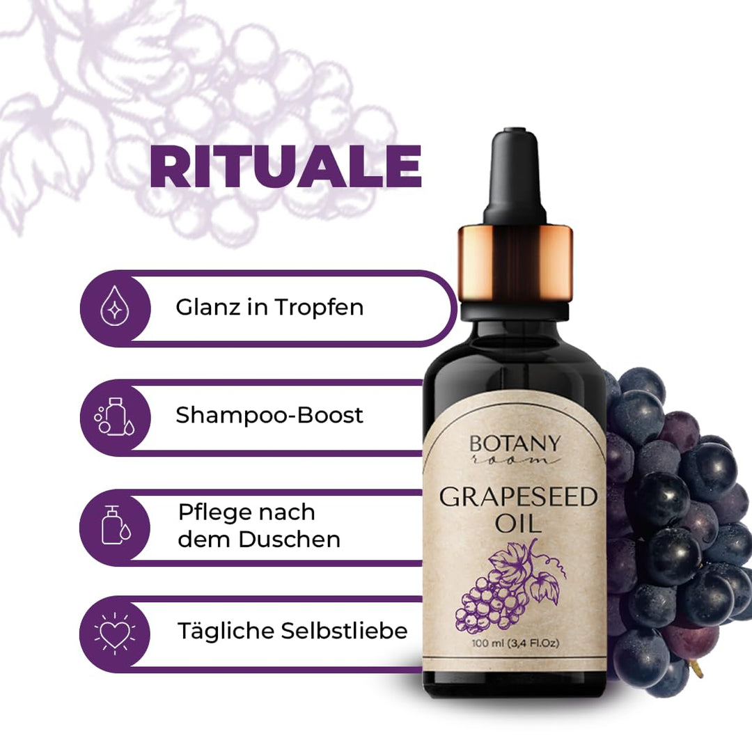 Traubenkernöl Bio Hautöl 50ml - 100% rein, kaltgepresst - Pflege für Gesicht, Körper, Haare - für tr
