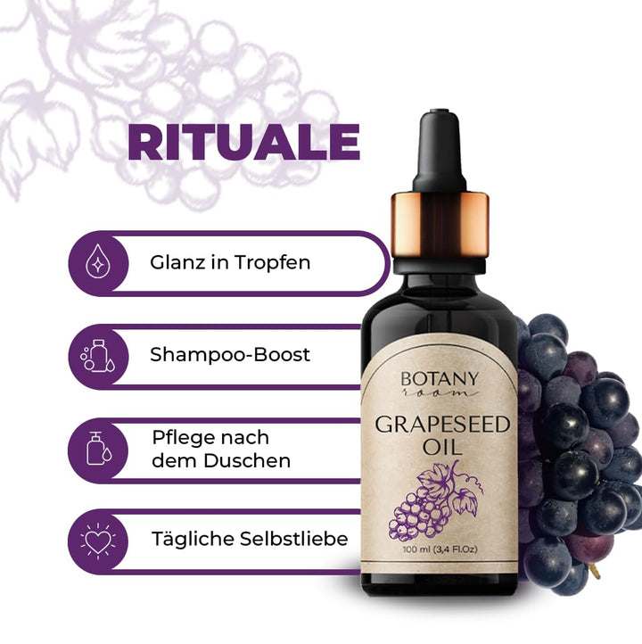 Traubenkernöl Bio Hautöl 50ml - 100% rein, kaltgepresst - Pflege für Gesicht, Körper, Haare - für tr