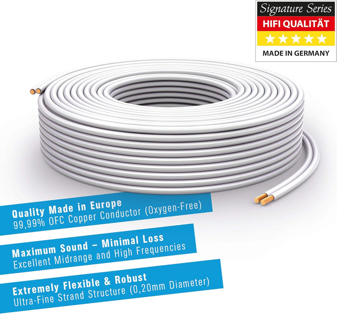 PureLink Lautsprecherkabel OFC 2 x 2,50mm² (0,20mm), 50,0m, weiss 50,0m 2 x 2,50mm² (0,20mm) weiss,