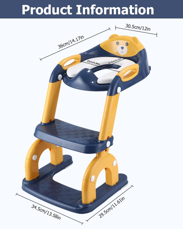 Toilettensitz Kinder mit Treppe,2-in-1 Kinder WC Sitz Toilette für Kinder mit Gepolstertem Sitz, Kin