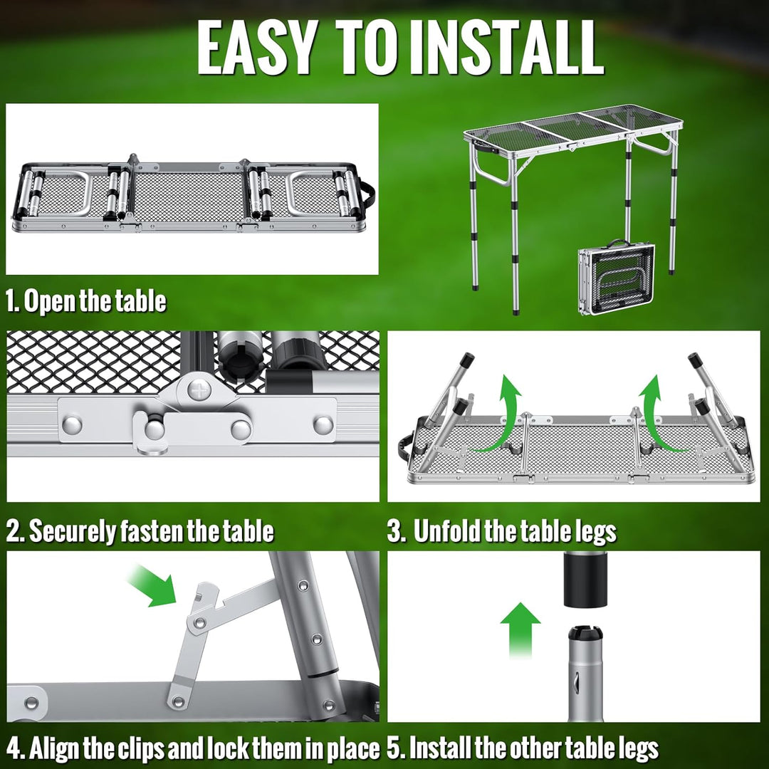 GARLLEN Grilltisch klappbar, 87x40cm & 3 Höhenverstellbar(26/48/70cm), Leicht und Tragbar, Klapptisc