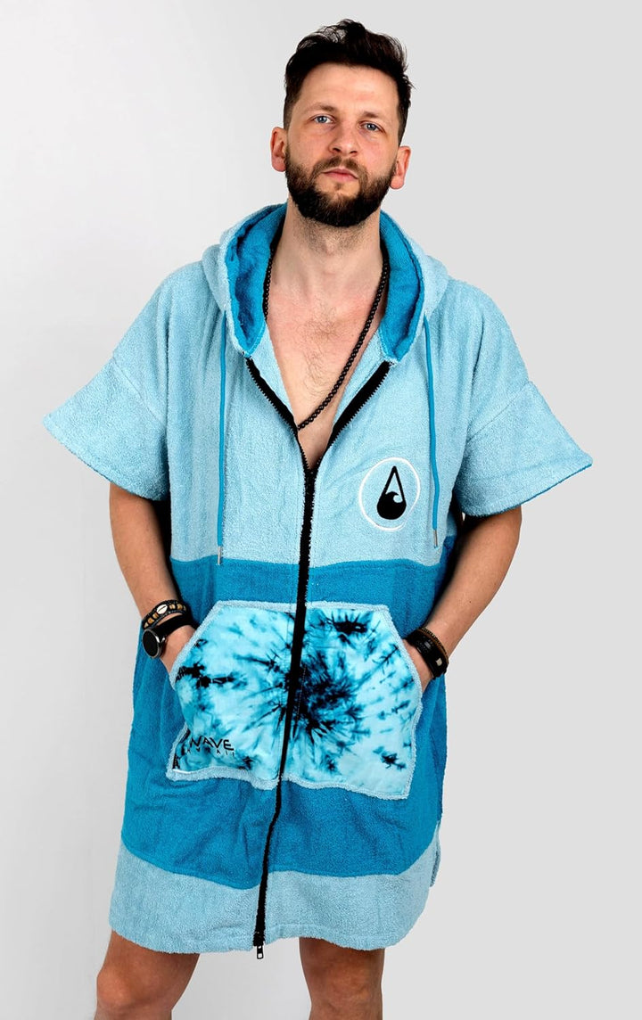 WAVE HAWAII Poncho Flyh Surfponcho 100% Baumwolle für Körpergrössen von 155-185 cm Umkleidehilfe für