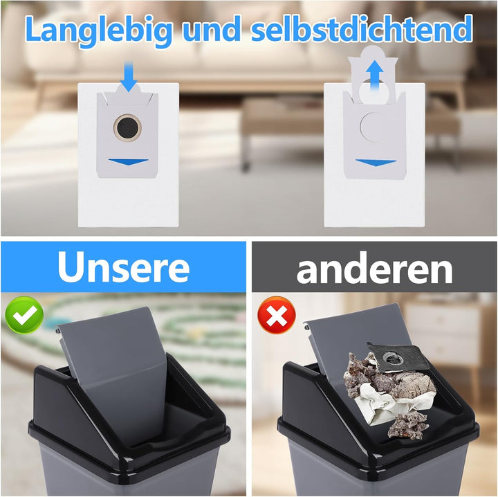12 Stück Staubbeutel für Ecovacs T30S / T30S PRO / X5 Omni/Deebot X2 Omni /X2 Pro Saugroboter, 3L be