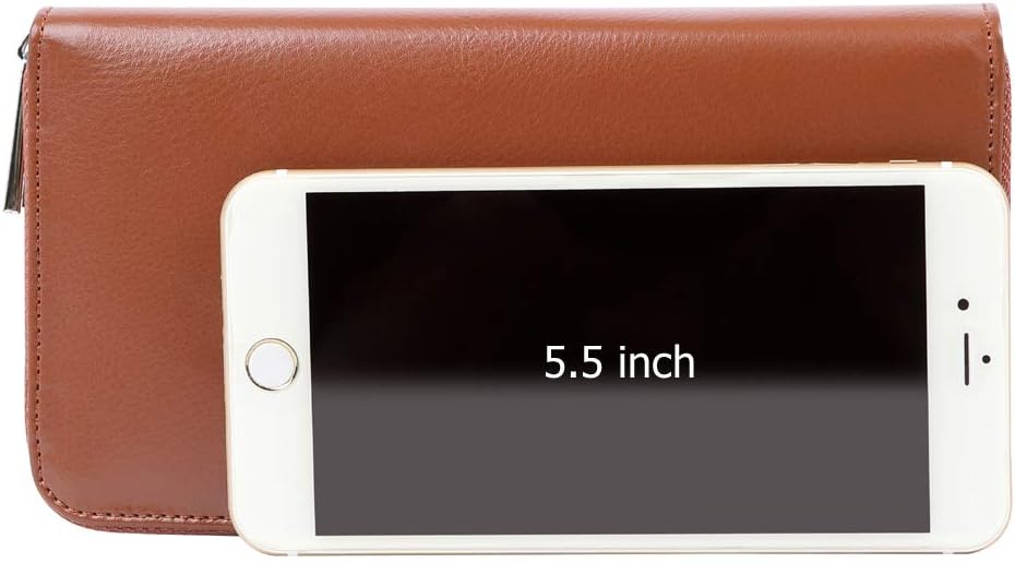 Cynure RFID-blockierender Kartenhalter für Damen, 36 Fächer, gross, lang, Leder, Reissverschluss, Sc